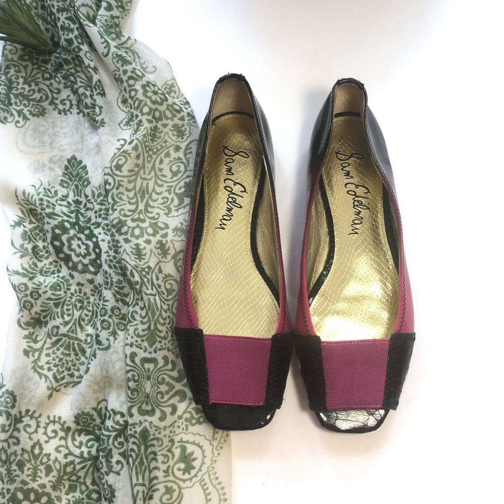 Sam Edelman Ebony Slip on Flats Peep Toe Ombré - Picture 2 of 8